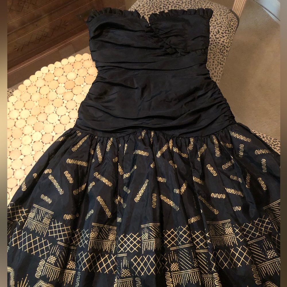 Vintage British Designer Zandra Rhodes at Fifth Avenue Silk Evening Dress